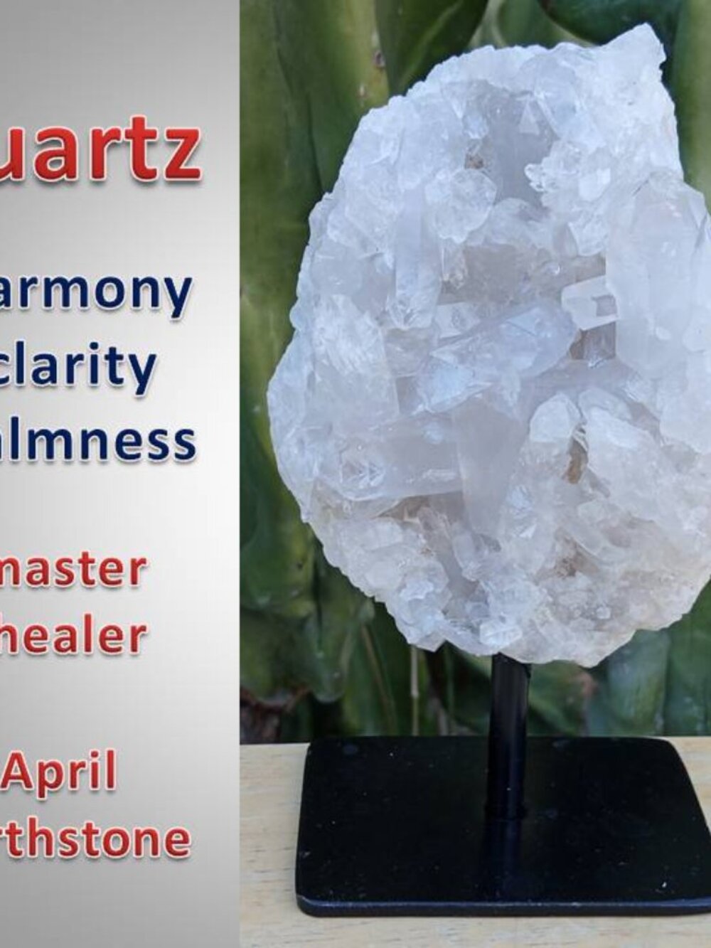 Quartz on stand 01 Master Healer April Birthstone Chakra Clarity